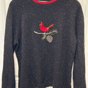 Woolrich Sweater Women's Black Winter Cardinal Grandmacore Christmas Sz L petite